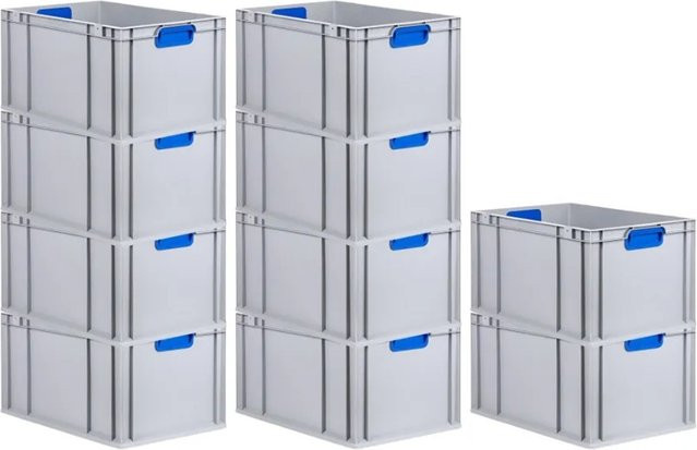 PROREGAL Spar Set 10x Eurobox Nextgen Color Transportboxen mit verstärktem Boden und Griffen, Blau, H x B x T: 32 x 40 x 60 cm, 65 Liter - Bild 1