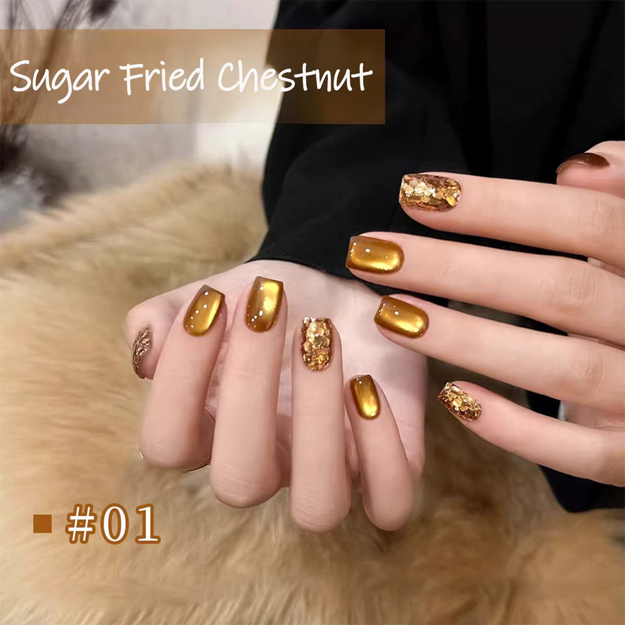SHAKA Sugar Fried Chestnut Cat Eye Gel Nagellack, schimmernd, Unisex - Bild 3