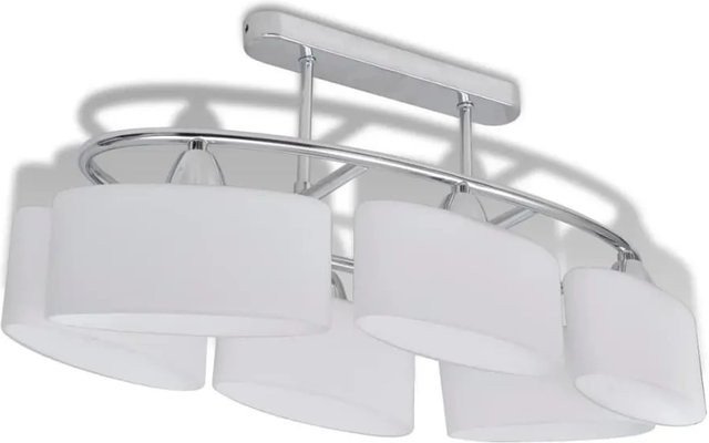 vidaXL Deckenlampe Ellipsoid in Chrom mit transparenten Glasschirmen, 6 x E14 - Bild 1