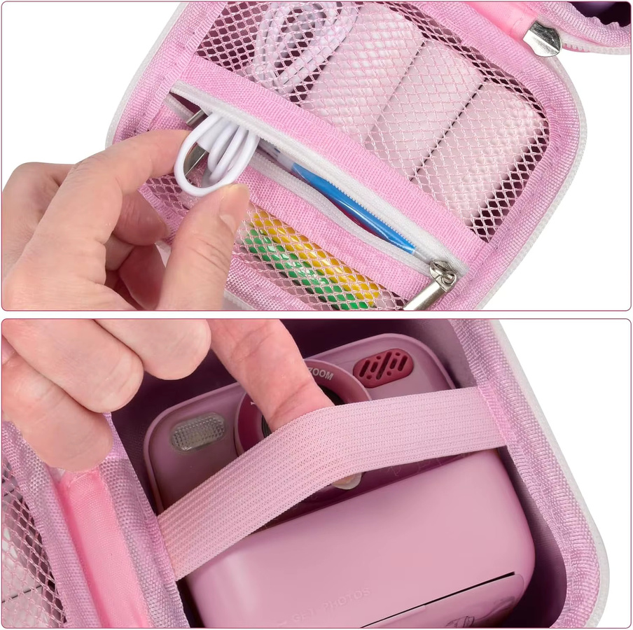 Kasfoti Aufbewahrungstasche für Instant Kameras in Pink, Organizer für Kinder-Digitalkameras und Druckpapiere - Bild 2