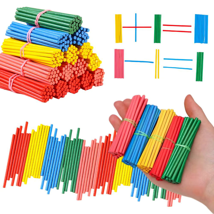 YMY Holz-Zählstäbchen in verschiedenen Farben, 100 Stück Mathematik-Lehrmittel zur Förderung der visuellen Wahrnehmung und Hand-Augen-Koordination - Bild 4