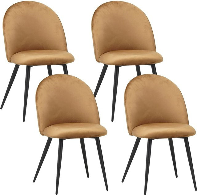 Albatros Esszimmerstühle CAPO 4er Set mit Samt-Bezug in Braun im Vintage Design - Bild 1