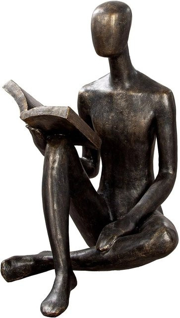 Gilde Skulptur Reading in Braun, Höhe: 80 cm, Breite: 59 cm, Tiefe: 66 cm - Bild 1