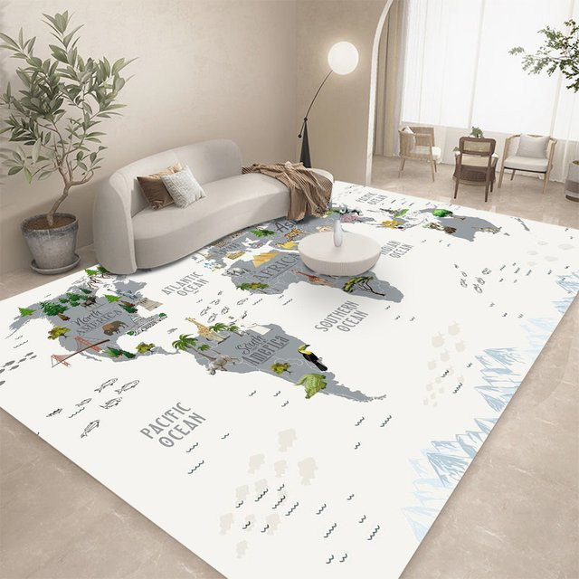 Moderner Tierweltkarte Teppich in Multicolour für Kinderzimmer, Wohnzimmer oder Schlafzimmer - Bild 1