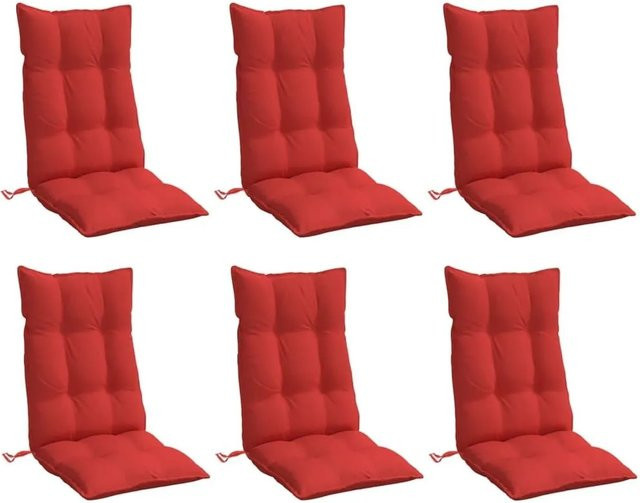 6er Set vidaXL Hochlehner-Auflagen aus wasserabweisendem Oxford-Gewebe in Rot - Bild 1