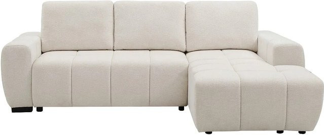Vente-unique Schlafsofa Koumalo in Beige mit L-Form und gestepptem Effekt, Breite: 260 cm - Bild 1
