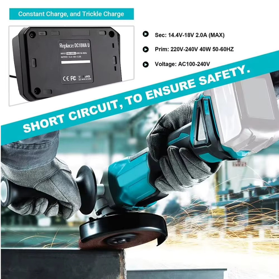 Makita DC18WA Li-Ion Batterie Ladegerät für 14,4 V und 18 V Akkus in Schwarz - Bild 6