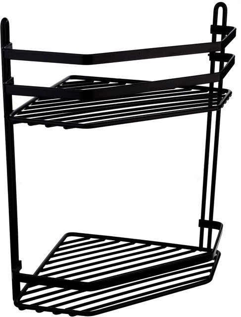 Euroshowers Eck Duschregal mit 2 Etagen aus Metall in Schwarz Matt für dein Badezimmer und deine Dusche - Bild 1
