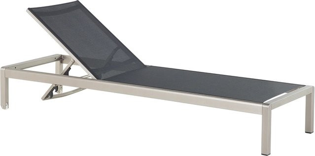 Beliani Gartenliege in Schwarz und Silber mit verstellbarer Kopfstütze und Textilene-Bezug aus pulverbeschichtetem Aluminium, B/T/H: 198 x 64 x 93 cm - Bild 1