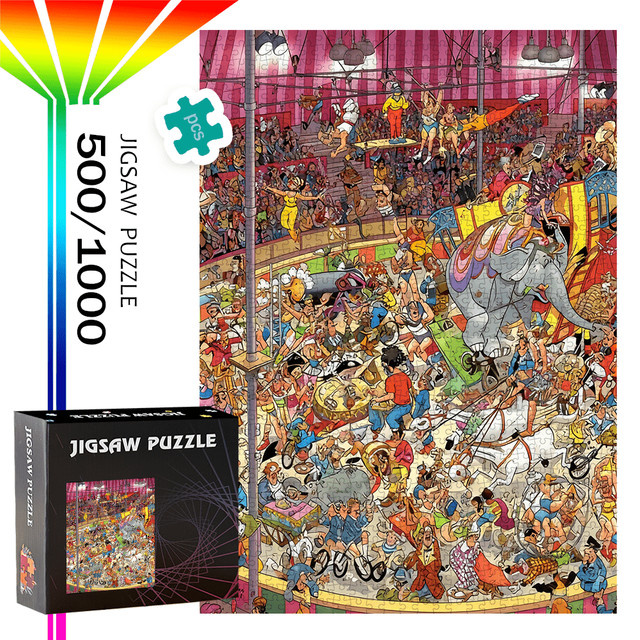AZNM Zirkus- und Elefanten-Puzzle, Tiere, Pappe / Karton, Bunt / Mehrfarbig - Bild 1