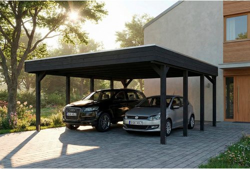 SKANHOLZ Carport Friesland aus Fichte mit EPDM-Flachdach in Anthrazit und Schwarz, B: 546 cm, T: 555 cm - Bild 1