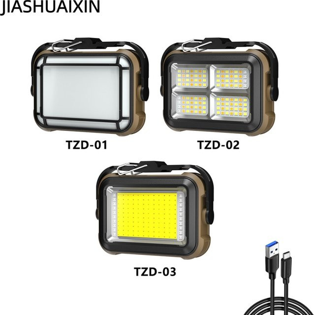 JIASHUAIXIN Solarbetriebene COB-Arbeitsleuchte mit LED, Magnetische Halterung und Haken, Schwarz - Bild 1