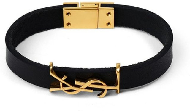 Saint Laurent Lederarmband, Gold, Cassandra Monogram Opium, black, XL - Bild 1