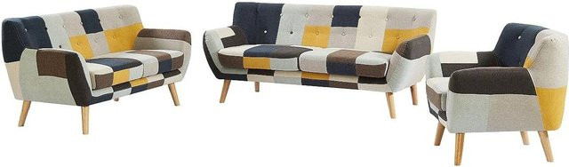 Vente-unique Couchgarnitur Serti in Patchwork-Design, Mehrfarbig, B/T/H: 188 x 158 x 88 cm - Bild 1