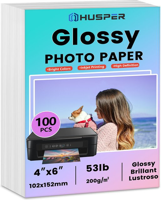 ESHANG Wasserfestes Glänzendes Fotopapier für Inkjet-Drucker, 10x15 cm, 100 Blatt, Weiß - Bild 1