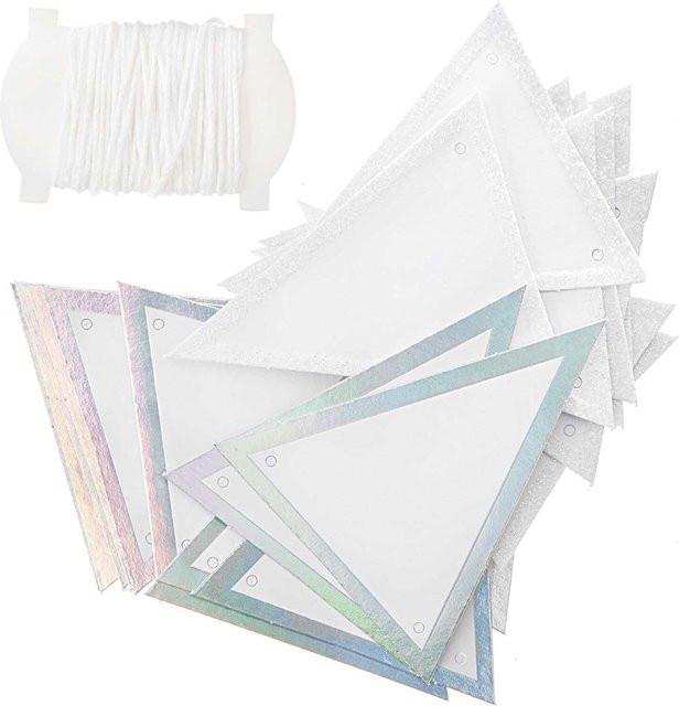 Rico Design Paper Poetry Papierwimpel Weiß glitter-irisierend, 24 Stück, B: 6,5 cm, H: 7,5 cm - Bild 1