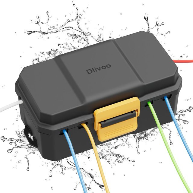 Diivoo Wasserdichter Elektrokasten für den Außenbereich mit 6 Kabeldurchführungen in Schwarz - Bild 1