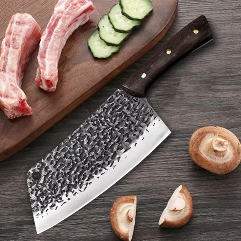 GuanQi Handgeschmiedetes Metzger-Kochmesser mit Holzgriff in Silber, 17,78 cm - Bild 4