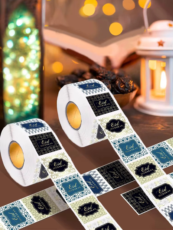 500 Stück Eid Mubarak Aufkleber als selbstklebende Etiketten für Ramadan, islamische Partydekoration und Geschenkverpackungen - Bild 7