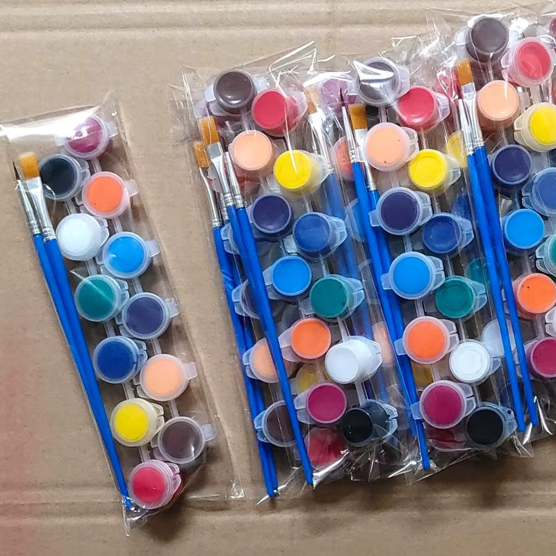 Acrylpigment-Set mit 12 Farben für Aquarell-, Stein- und Keramikmalerei inklusive integriertem Pinsel, Mehrfarbig - Bild 4