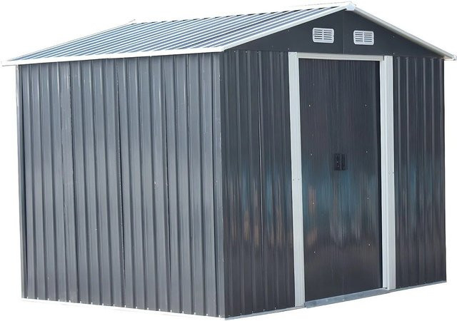 Vente-unique Manso Schrebergartenhaus aus Stahl in Anthrazitgrau, Höhe: 247 cm - Bild 1