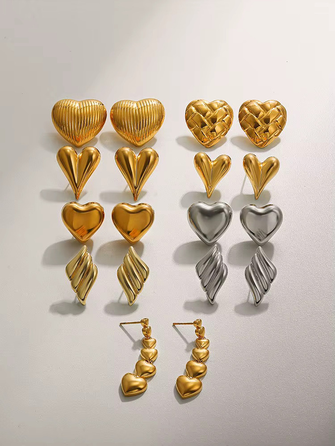 Erpels Ohrstecker Edelstahl, Herz, Gold, Damen, Vintage - Bild 5