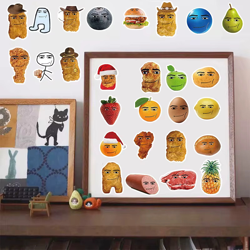 58 Stück PickJoy Roblox Meme Aufkleber Set mit Lächeln Huhn Nugget Motiven in Multicolor für Laptop, Telefon und Motorrad - Bild 3