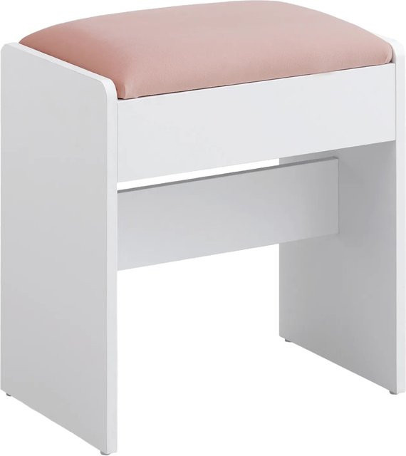 Vasagle Hocker für Schminktisch aus Samt in Weiß-Rosa, B/T/H: 45 x 45 x 8,6 cm - Bild 1