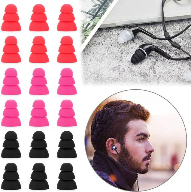 6er-Set Drei-Schicht Silikon In-Ear Kopfhörer Abdeckungen in Weiß - Bild 1
