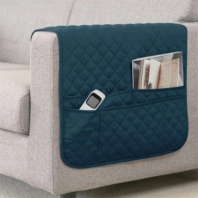 Yiran Bag Sofa Armlehnen Organizer in Blau mit 5 Taschen und Getränkehalter, Hängende Aufbewahrungstasche für Couch und Sessel, B/H: 50 x 90 cm - Bild 1
