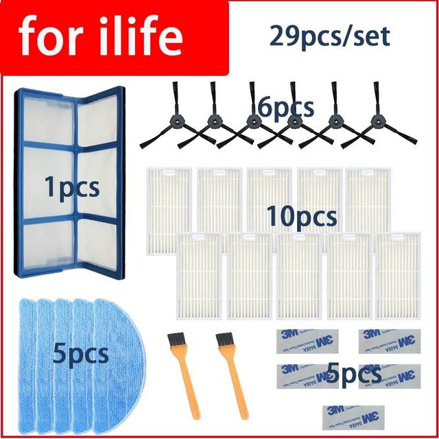 iLife Ersatzteil-Set für Saugroboter mit Seitenbürsten, Primärstaubfilter, Mopp und HEPA-Filter in Multicolor - Bild 1