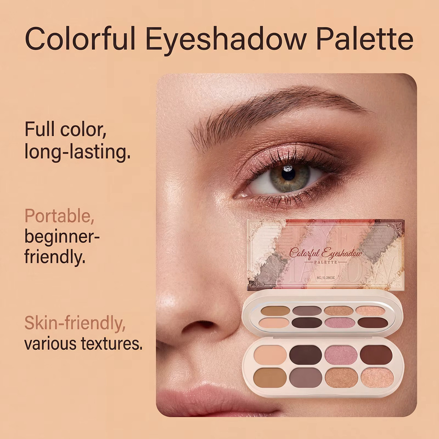 eelhoe Lidschatten-Palette, 8 Farben, matt und schimmernd - Bild 2