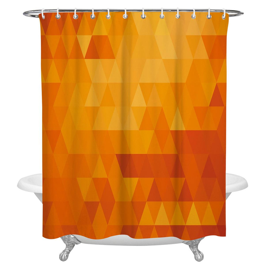 Wasserdichter Duschvorhang mit geometrischem Orange Dreieck Design und Haken, Breite: 90 cm, Höhe: 180 cm - Bild 2