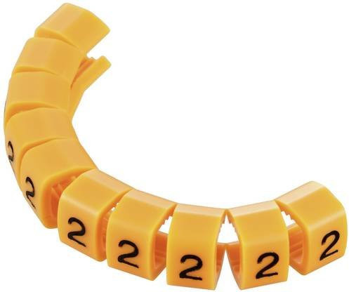 TRU Components TC-MB2/2203 Kennzeichnungsclip Aufdruck 2 in Gelb mit einem Außendurchmesser-Bereich von 4 bis 5,10 mm - Bild 1