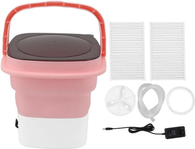 OutsideWorld Tragbare Mini-Waschmaschine mit Toplader, faltbar, Rosa - Bild 1