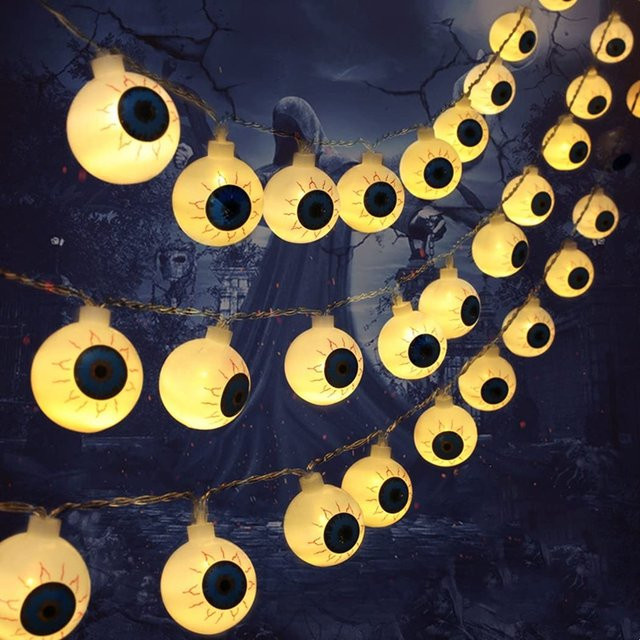 Peach Forest LED Halloween Augapfel Lichterkette in Warmweiß zur dekorativen Innenbeleuchtung - Bild 1