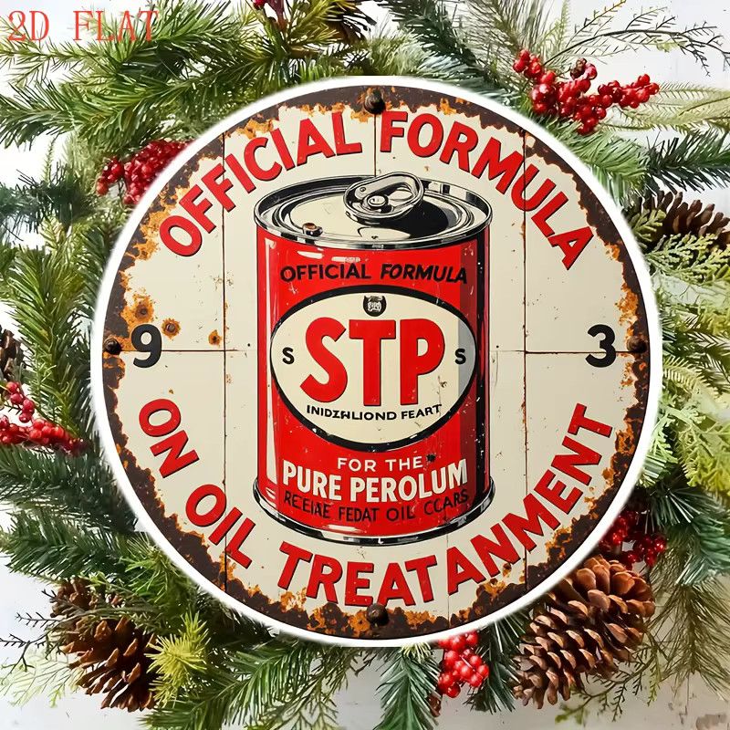 Vintage STP Ölbehandlung Metallschild in Rot und Schwarz für Mid-Century Garage und Männerhöhle - Bild 6