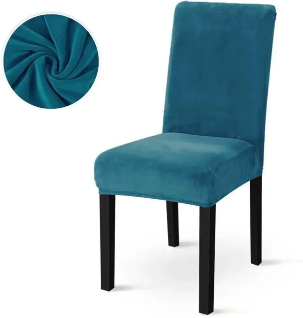 Yiran Furniture Stuhlbezug aus weichem Samt in Einfarbig, Stretch-Stuhlsitzbezug für Esszimmerstühle und Bankette - Bild 1