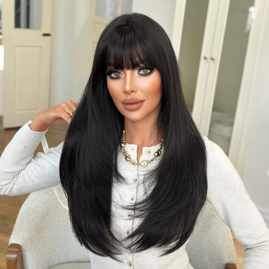7JHH WIGS Perücke, schwarz, lang, glatt, Damen - Bild 2