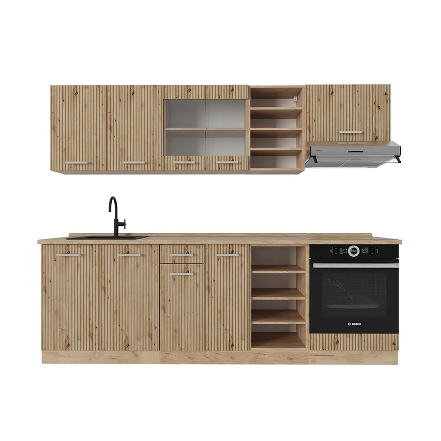 Vicco R-Line Küchenzeile Artisan-Eiche/Goldkraft Eiche, Breite: 240 cm - Bild 2