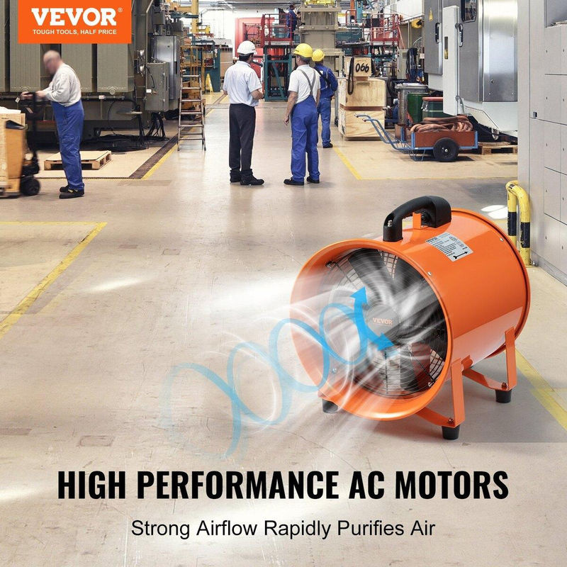 Vevor Industrieller Werkstatt-Absaugventilator in Orange, 900 W Starker Zylinderlüfter mit 10 m Schlauch und 5175 CFM Luftstrom - Bild 3