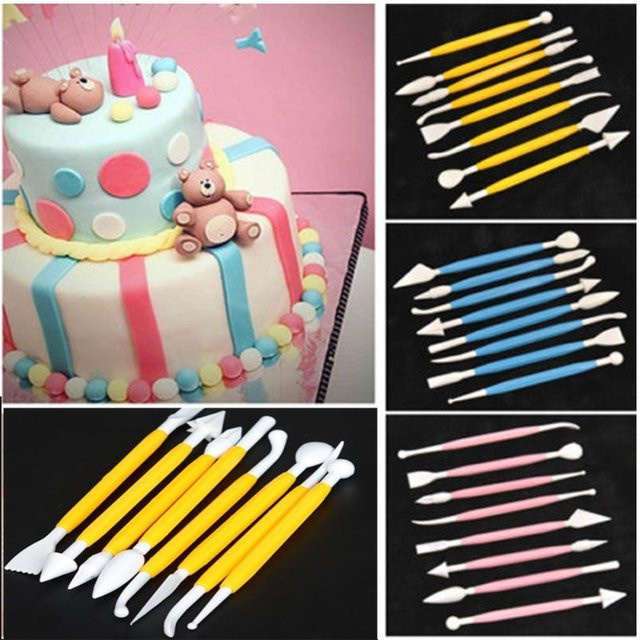 8-teiliges Schnitzstift und Formmesser Set aus Kunststoff in Pink für Ton, Polymer-Ton und Plastilin - Bild 1
