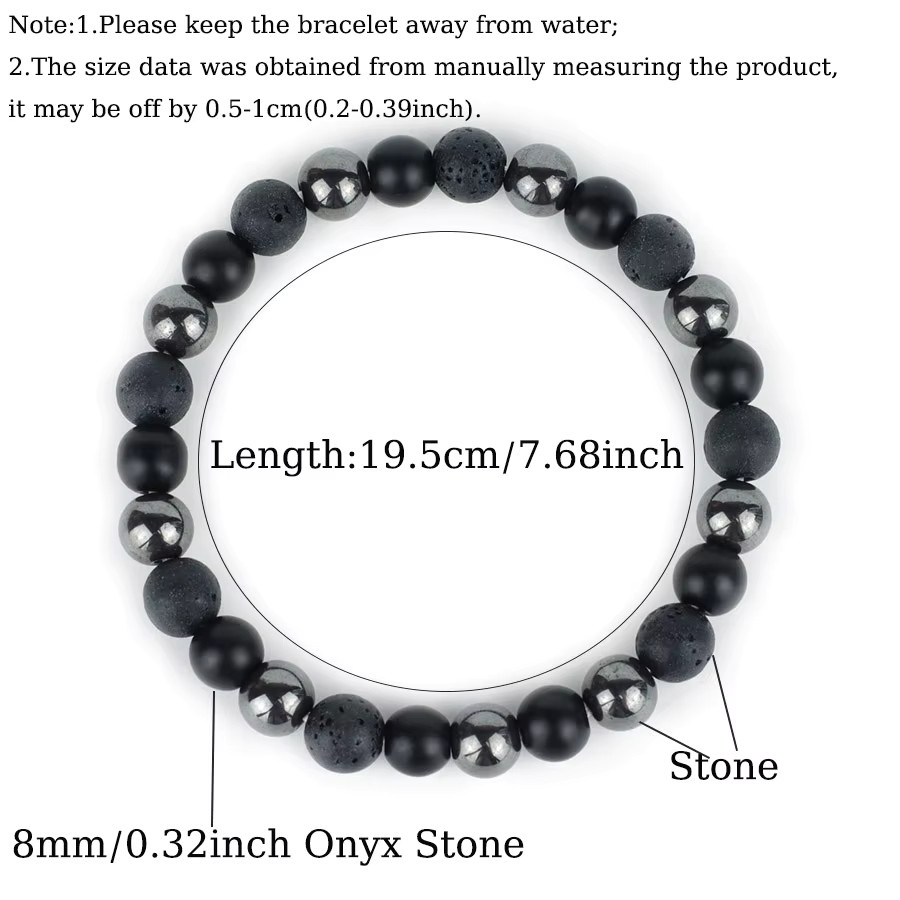Noter Armband, Perlen, Howlith, Lava, Onyx, Hämatit, Herren - Bild 3