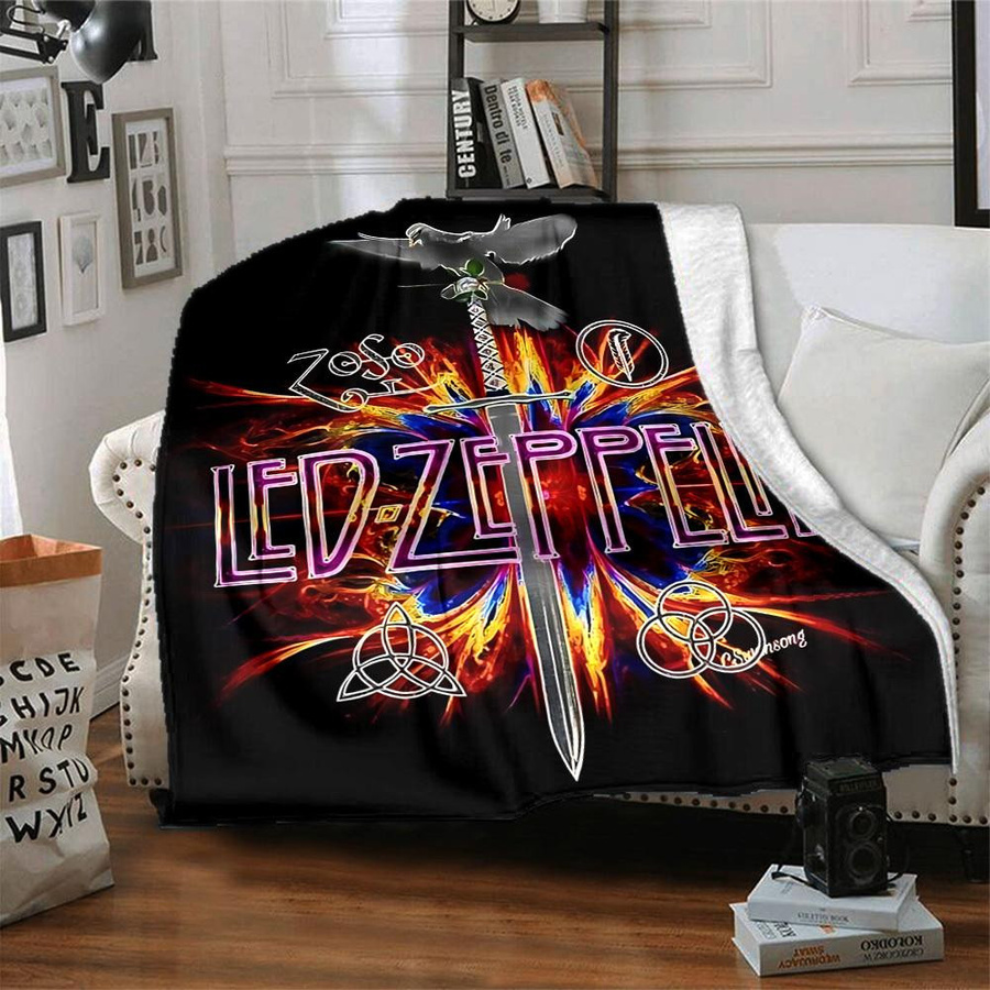 Yun Heng Four Flanell Überwurf LED Zeppelin Design in Multicolour, B/B: 80 x 120 cm - Bild 3