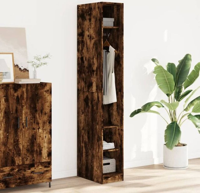 Kleiderschrank Vidaxl aus Holzwerkstoff in Räuchereiche, Grau/Braun, B: 30 cm, T: 20 cm, H: 200 cm - Bild 1