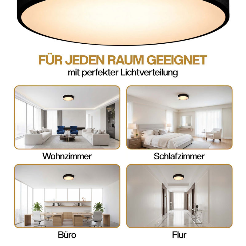 MONZANA Deckenlampe aus schwarzem Leinenstoff mit E27 Fassung, Durchmesser: 30 cm - Bild 4