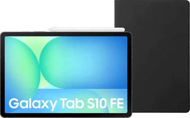 Samsung Galaxy Tab S10 FE 10,9 Zoll 256GB Wi-Fi und 5G Grau mit BlueBuilt Book Case Schwarz - Bild 1