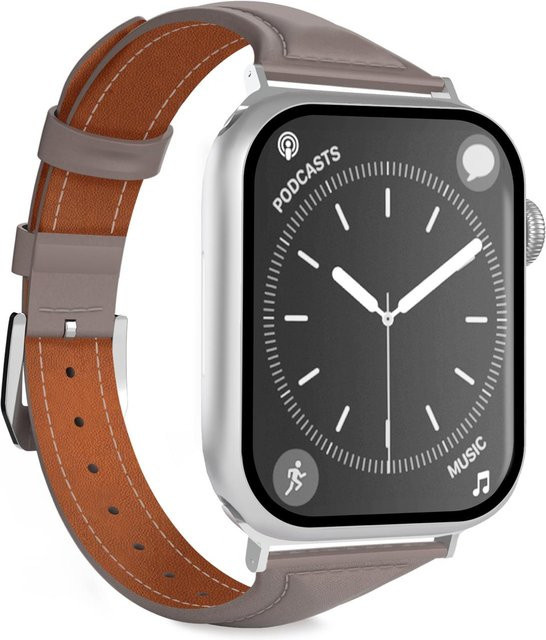 Puro Uhrenarmband Echtleder, Grau, Unisex, 38-49 mm - Bild 1