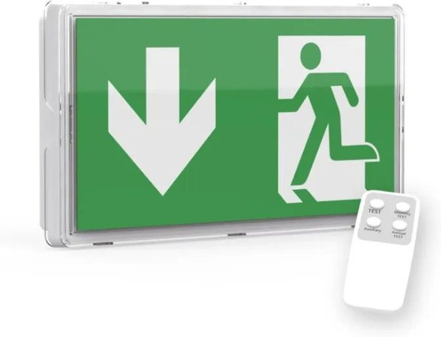 ENOVALITE LED Fluchtwegleuchte in Weiß mit Notsromeinheit, IP65 Schutzklasse, Testfunktion und Fernbedienung für den Ein- und Aufbau in Feuchträumen - Bild 1