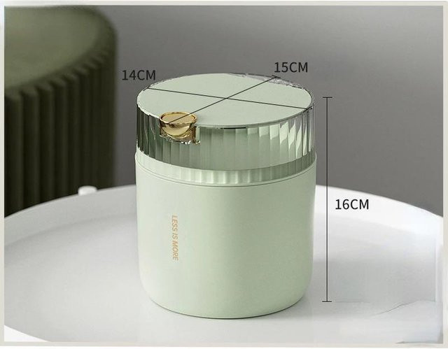 Mini Schreibtisch-Mülleimer mit Deckel und Haushaltspresse in Grün - Bild 1